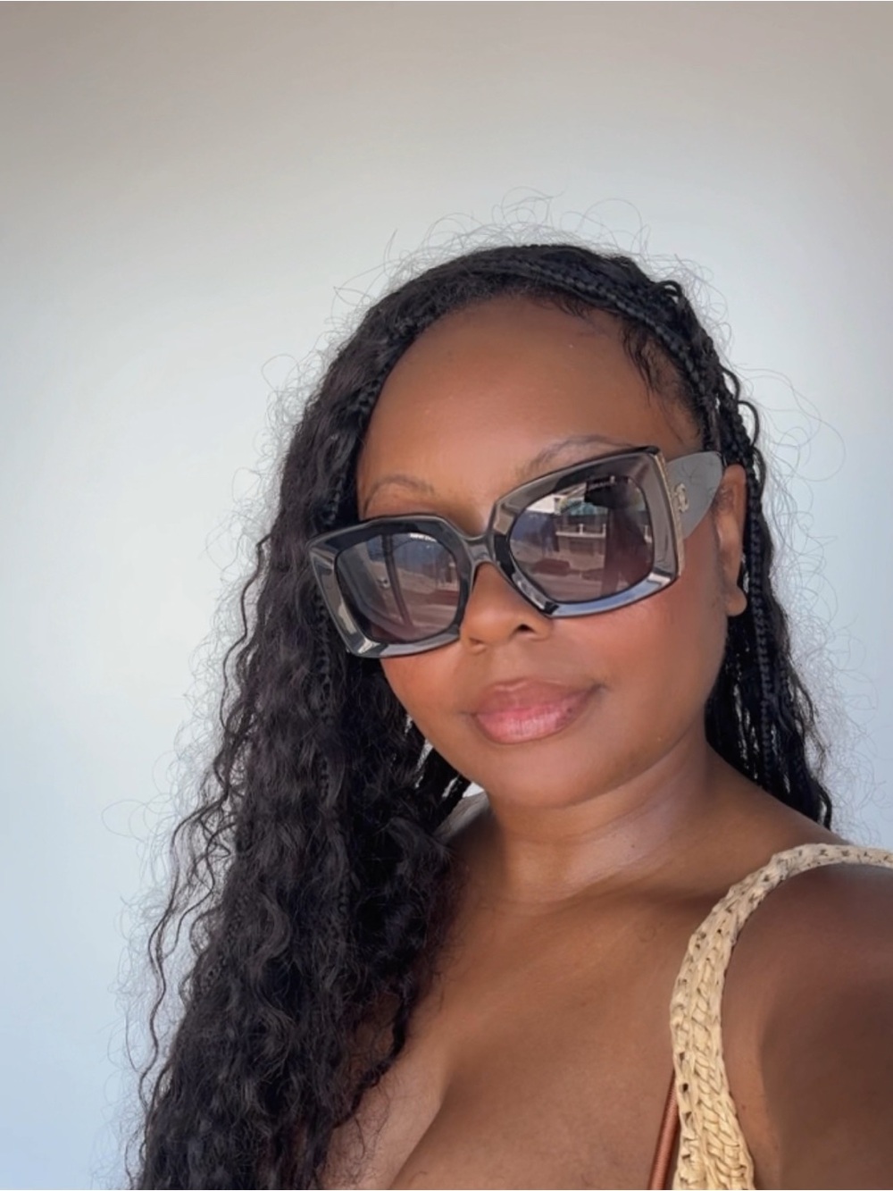 Authentic CHANEL Black and Gold Rectangle Sunglasses - Picture 2 of 4